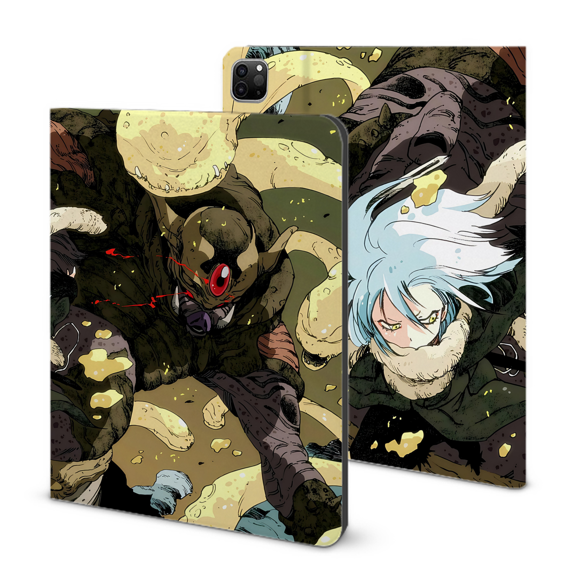（画像用） 転スラ Regarding Reincarnated to Slime IPad ケース ブック型 PUレザー TPU 耐衝撃 軽量 薄型 ペン収納なし 全面保護 IPad 各モデル対応